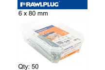 HAMMER IN FIXING COUNTERSUNK HEAD 6X80MM TUB 50PIECE