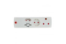 ELECTRICMATE USB ADAPTOR WITH SURGE  1X16AMP + 1X5AMP + 1SCHUKO + 2.1AMP