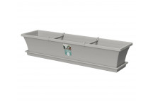 SEBOR LIGHT GREY PLASTIC SILL PLANTER AND SAUCER 75CM