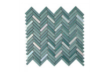 PEACOCK IRIDESCENT WAVE RECYCLE GLASS MOSAIC 280X260MM
