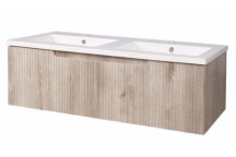 BIJIOU OAK FLUTED NAUTIQUE DOUBLE DRAWER WALL HUNG CABINET