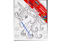 KIDS CRAFT UNICORN CANVAS INCL CANVAS BRUSH 6XCOLOURS