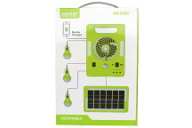 SOLAR LIGHT WITH FAN SET INCL 3 LIGHTS AND CHARGER