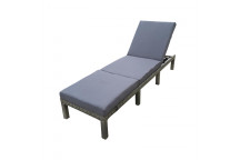 DELUXE RATTAN LOUNGER 198CM GREY