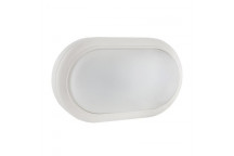 EUROLUX LARGE OVAL COOL WHITE WHITE PLASTIC LED BULKHEAD 230V 15W