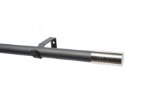 DESIGNER GUN METAL RING CURTAIN POLE SET 3M