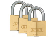 ABUS BRASS BLISTER PADLOCK 65 40MM 3PACK