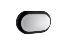 EUROLUX LARGE OVAL COOL WHITE BLACK PLASTIC LED BULKHEAD 230V 15W