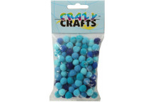 SHADES OF BLUE POM POMS CRAFT 10MM 120PIECE