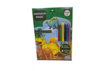 MAGIC DINOUSAUR COLOURING BOOK 8XSHEETS 7XCRAYONS 32XSTICKERS