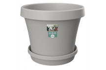 SEBO LIGHT GREY PLASTIC POT AND SAUCER SET 25CM