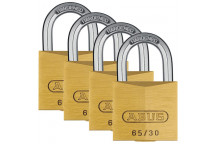 ABUS BRASS BLISTER PADLOCK 65 30MM 4PACK