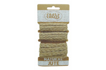 JUTE WOVEN CRAFT NATURAL PLAITED CORD 3/5/10MMX1M
