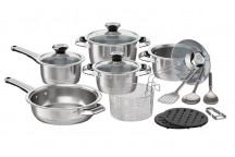 TEVO TRADING NON-STICK COOKWARE SET STAINLESS STEEL 16PC BENNETT READ.