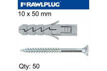 FIXING EXPANSION PLUG WITH SCREW 10X50MM TUB 50PIECE