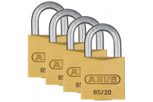 ABUS BRASS BLISTER PADLOCK 65 20MM 4PACK