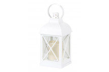 HOME QUIP BATTERY OPERATED WHITE VINTAGE LANTERN