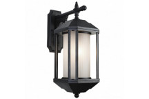 BRIGHTSTAR OUTDOOR WALL LIGHT LANTERN BLACK DOWN FACE FROST GLASS