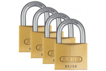 ABUS BRASS BLISTER PADLOCK 65 50MM 4PACK