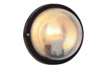 EUROLUC E27 BLACK ROUND PLASTIC BULKHEAD 230V