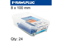 FRAME FIXING COUNTERSUNK HEAD WITH SCREW 8X100MM TUB 24PIECE
