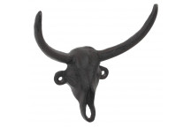BULL SKULL BROWN HOOK 15X16CM