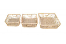 STORAGE BASKET RATTAN SQUARE 3PIECE