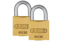 ABUS BRASS BLISTER PADLOCK 65 20MM 2PACK