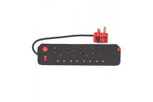 ELECTRICMATE BLACK 8WAY HIGH SURGE PROTECT MULTIPLUG