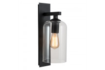 BRIGHTSTAR OUTDOOR WALL LIGHT LANTERN BLACK CLEAR GLASS DOWNFACING