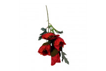 RED POPPY ON STEM ARTIFICIAL FLOWER 44CM