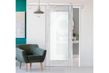 2 SIDES LOCKEPORT FROST GLASS BARN DOOR (INCLUDING TRACK, ACCESSORIES AND HANDLE