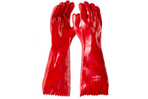 PINNACLE GLOVE RED PVC OPEN CUFF 40CM