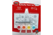 CRAFT BUTTERFLY INCL PAINT BRUSH CANVAS AND EASEL PAINT SET