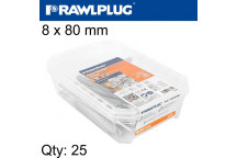 HAMMER IN FIXING COUNTERSUNK HEAD 8X80MM TUB 25PIECE