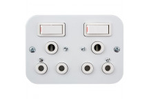 CLASSIC CRABTREE DOUBLE INDUSTRIAL SURFACE SOCKET SWITCH 100X100