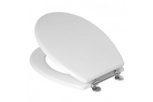 REGAL CHROME HINGE WHITE WOOD TOILET SEAT