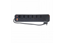 ELECTRICMATE BLACK 8WAY SINGLE MULTIPLUG SWITCH