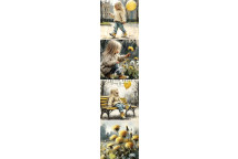 DECOUPAGE LITTLE GIRL IN YELLOW 4PP 4XBLOCKS