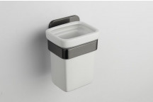 ECLIPSE GUNMETAL TOOTHBRUSH HOLDER & TUMBLER