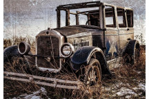 VINTAGE CAR IN FIELD DECOUPAGE A4