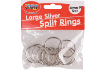 CRAFT SPLIT RING SILVER 12 PIECE 3CM