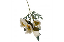 WHITE POPPY ON STEM ARTIFICIAL FLOWER 44CM