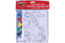 KIDS CRAFT UNICORN CANVAS INCL CANVAS BRUSH 6XCOLOURS