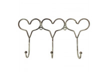 METAL HEARTS HOOK 3HOOKS 28X5X17CM