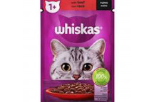 WHISKAS SINGLE CAT FOOD BEEF IN GRAY 85G