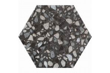 TERRAZZO BLACK & WHITE HEGAGON MOSAIC 100X100MM