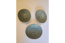 GINGHAM ASSORTED OVAL CERAMIC CONDIMENT LACE SET