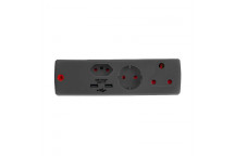 ELECTRICMATE BLACK 1X16AMP + 1X5AMP + SCHUKO +2.1AMP USB ADAPTOR
