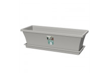 SEBOR LIGHT GREY PLASTIC SILL PLANTER AND SAUCER 50CM